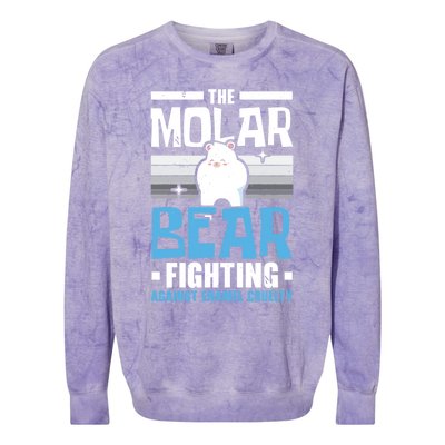 The Molar Bear Fighting Against Enamel Cruelty Tooth Fairy Funny Gift Colorblast Crewneck Sweatshirt