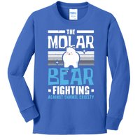 The Molar Bear Fighting Against Enamel Cruelty Tooth Fairy Funny Gift Kids Long Sleeve Shirt