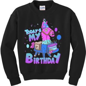 Todays My Birthday Llama Birthday Boy K.Ids Llama Decor Gift Kids Sweatshirt