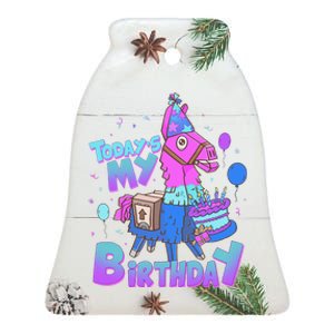 Todays My Birthday Llama Birthday Boy K.Ids Llama Decor Gift Ceramic Bell Ornament