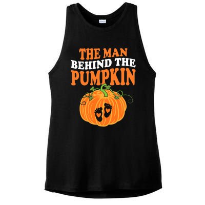 The Man Behind The Pumpkin Dad Halloween Pregnancy Reveal Ladies PosiCharge Tri-Blend Wicking Tank