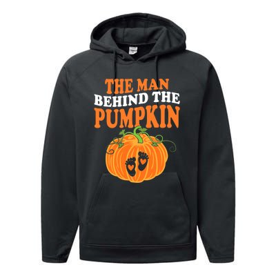 The Man Behind The Pumpkin Dad Halloween Pregnancy Reveal Performance Fleece Hoodie