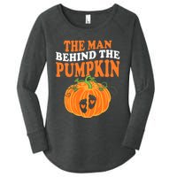 The Man Behind The Pumpkin Dad Halloween Pregnancy Reveal Women's Perfect Tri Tunic Long Sleeve Shirt