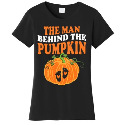 The Man Behind The Pumpkin Dad Halloween Pregnancy Reveal Women's T-Shirt