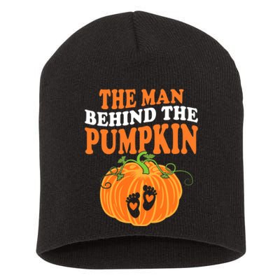 The Man Behind The Pumpkin Dad Halloween Pregnancy Reveal Short Acrylic Beanie