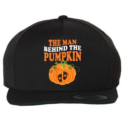 The Man Behind The Pumpkin Dad Halloween Pregnancy Reveal Wool Snapback Cap