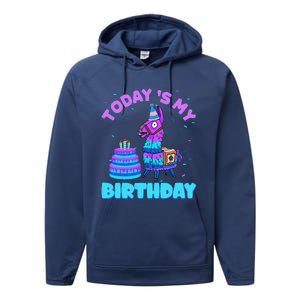 Todays My Birthday Llama Boy Family Party Decorations Performance Fleece Hoodie