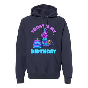 Todays My Birthday Llama Boy Family Party Decorations Premium Hoodie