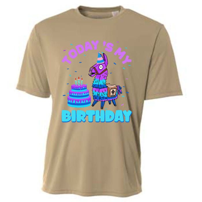 Todays My Birthday Llama Boy Family Party Decorations Cooling Performance Crew T-Shirt