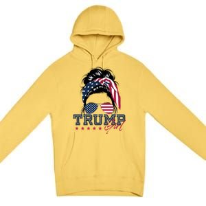 Trump Messy Bun Trump 2024 Election American Flag Meaningful Gift Premium Pullover Hoodie