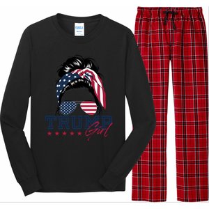 Trump Messy Bun Trump 2024 Election American Flag Meaningful Gift Long Sleeve Pajama Set