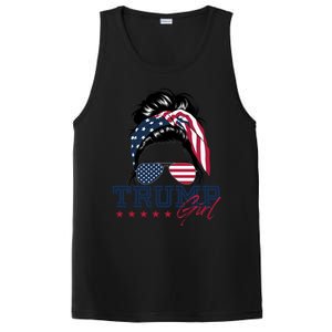 Trump Messy Bun Trump 2024 Election American Flag Meaningful Gift PosiCharge Competitor Tank