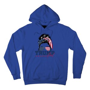 Trump Messy Bun Trump 2024 Election American Flag Meaningful Gift Hoodie