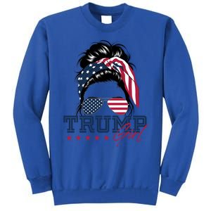 Trump Messy Bun Trump 2024 Election American Flag Meaningful Gift Sweatshirt