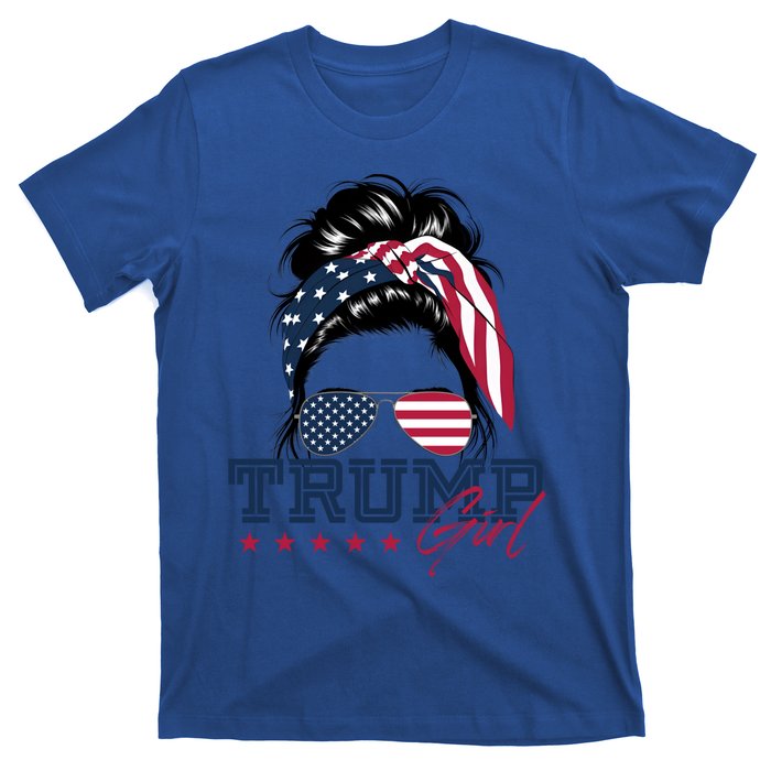 Trump Messy Bun Trump 2024 Election American Flag Meaningful Gift T-Shirt