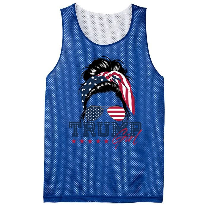 Trump Messy Bun Trump 2024 Election American Flag Meaningful Gift Mesh Reversible Basketball Jersey Tank