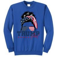 Trump Messy Bun Trump 2024 Election American Flag Meaningful Gift Tall Sweatshirt