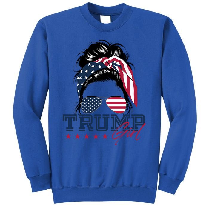 Trump Messy Bun Trump 2024 Election American Flag Meaningful Gift Tall Sweatshirt