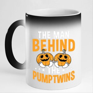 The Man Behind The Pumpkins Twins Halloween Pregnancy 11oz Black Color Changing Mug