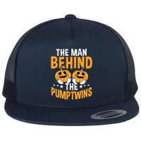 The Man Behind The Pumpkins Twins Halloween Pregnancy Flat Bill Trucker Hat