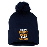 The Man Behind The Pumpkins Twins Halloween Pregnancy Pom Pom 12in Knit Beanie