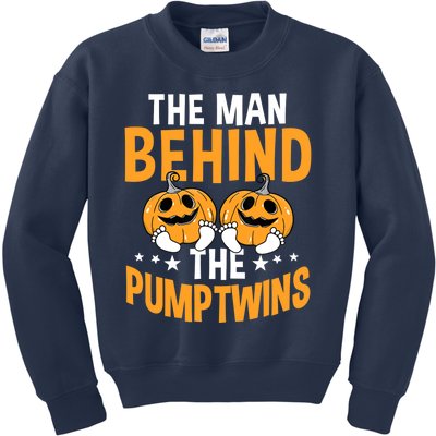 The Man Behind The Pumpkins Twins Halloween Pregnancy Kids Sweatshirt