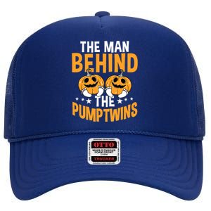 The Man Behind The Pumpkins Twins Halloween Pregnancy High Crown Mesh Back Trucker Hat