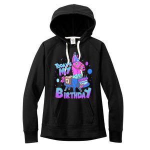 Todays My Birthday Llama Birthday Llama Decor Women's Fleece Hoodie