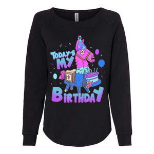 Todays My Birthday Llama Birthday Llama Decor Womens California Wash Sweatshirt