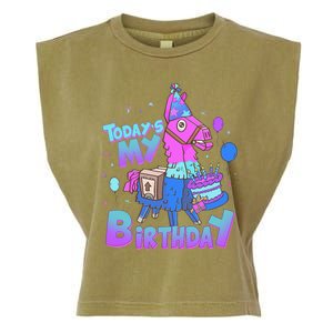 Todays My Birthday Llama Birthday Llama Decor Garment-Dyed Women's Muscle Tee