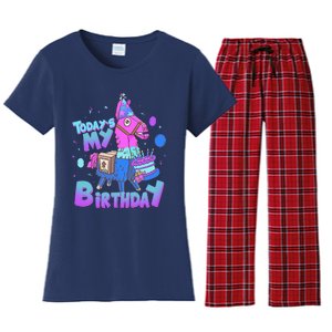 Todays My Birthday Llama Birthday Llama Decor Women's Flannel Pajama Set