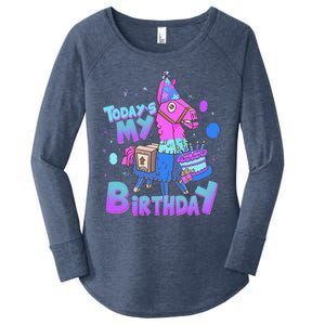 Todays My Birthday Llama Birthday Llama Decor Women's Perfect Tri Tunic Long Sleeve Shirt