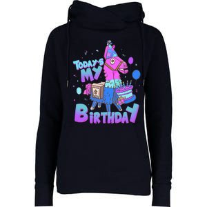 Todays My Birthday Llama Birthday Llama Decor Womens Funnel Neck Pullover Hood