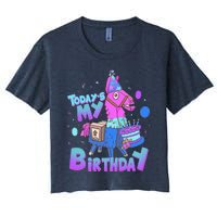 Todays My Birthday Llama Birthday Llama Decor Women's Crop Top Tee