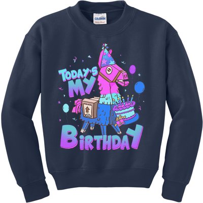 Todays My Birthday Llama Birthday Llama Decor Kids Sweatshirt