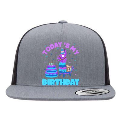 Todays My Birthday Llama Birthday Party Decorations Flat Bill Trucker Hat