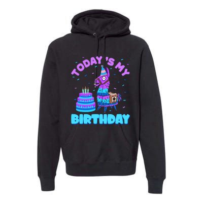 Todays My Birthday Llama Birthday Party Decorations Premium Hoodie