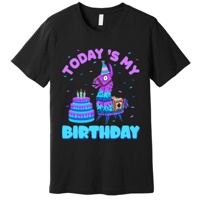 Todays My Birthday Llama Birthday Party Decorations Premium T-Shirt