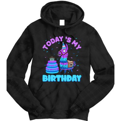 Todays My Birthday Llama Birthday Party Decorations Tie Dye Hoodie