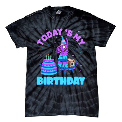 Todays My Birthday Llama Birthday Party Decorations Tie-Dye T-Shirt