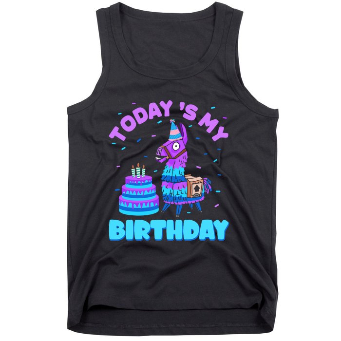 Todays My Birthday Llama Birthday Party Decorations Tank Top