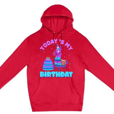 Todays My Birthday Llama Birthday Party Decorations Premium Pullover Hoodie