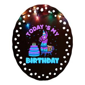 Todays My Birthday Llama Birthday Party Decorations Ceramic Oval Ornament