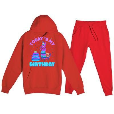 Todays My Birthday Llama Birthday Party Decorations Premium Hooded Sweatsuit Set