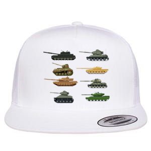 Tank Military Birthday Flat Bill Trucker Hat