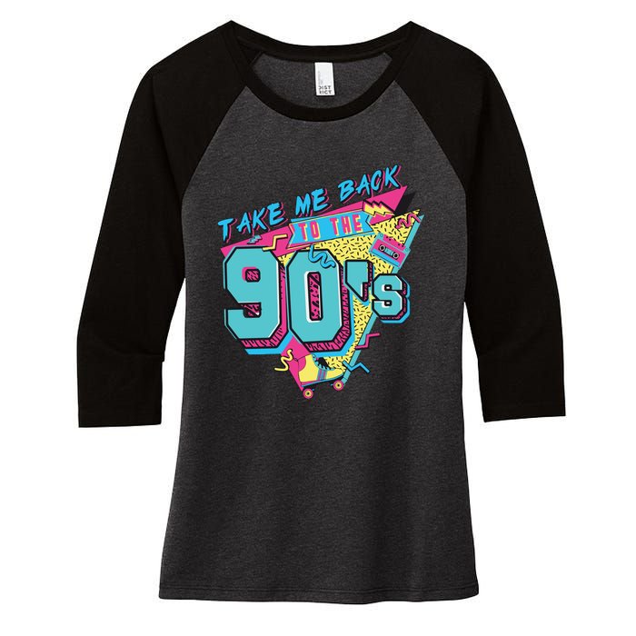 Take Me Back To The 90S Party Women's Tri-Blend 3/4-Sleeve Raglan Shirt