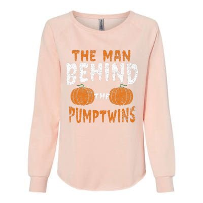 The Man Behind The Pumpkin Twins Funny Halloween Pregnancy Womens California Wash Sweatshirt