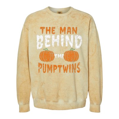 The Man Behind The Pumpkin Twins Funny Halloween Pregnancy Colorblast Crewneck Sweatshirt