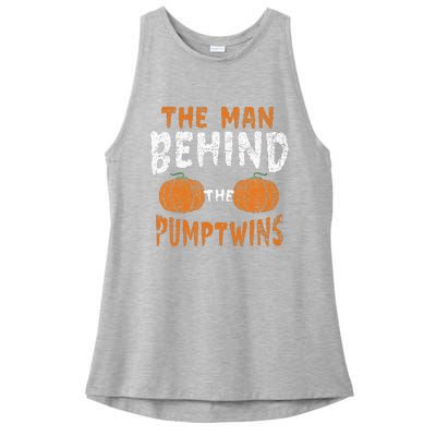 The Man Behind The Pumpkin Twins Funny Halloween Pregnancy Ladies PosiCharge Tri-Blend Wicking Tank