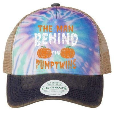 The Man Behind The Pumpkin Twins Funny Halloween Pregnancy Legacy Tie Dye Trucker Hat